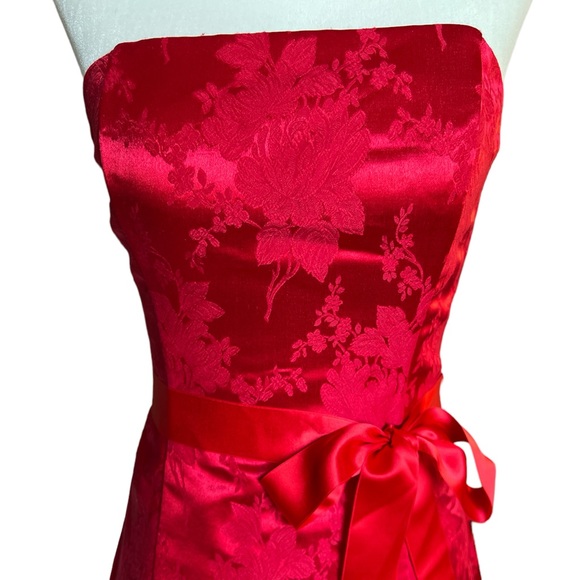 Vintage Jessica McClintock Gunne Sax 90s 80s Prom Formal Red Dress Y2K Size 5 - Picture 2 of 16
